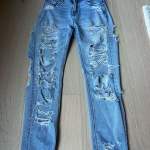 Distressed American Eagle Blue Jeans- Size 2